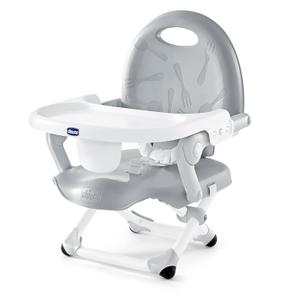 Chicco Pocket Snack Portable Booster Seat for Babies and Toddlers with 3 Height Adjustments, Secure Attachment to Dining Chairs, Easy-to-Clean, for Children up to 50 lbs. | Grey/Grey (1 Count (Pack of 1))
