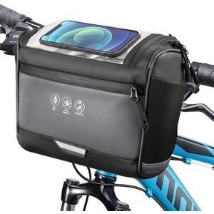WOTOW Bike Front Handlebar Bag - Large Reflective Bicycle Handlebar Basket Bags Waterproof Storage Pannier for Bike Touchable Transparent Phone Holder Pouch for Men Women Road MTB Outdoor Cycling 3.5L