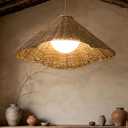 23” Rattan Chandelier Light Fixture, Boho Hand Woven Wicker Pendant Light, Vintage Rustic Hanging Lighting for Dining Room, Kitchen Island, Foyer, Natural Farmhouse Lighting Fixture