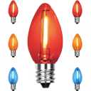 CHYSUPER C7 Replacement Bulbs, Christmas Lights Bulbs, 0.6W Multi-Color Clear LED Light Bulbs, Colorful Light for Xmas Tree Patio Prom Indoor Outdoor String Lights Decor, E12 Candelabra Base-10 Pack