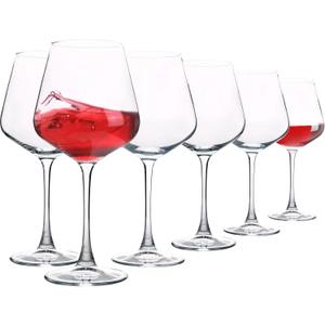 UMEIED 20 Ounce Burgundy Wine Glasses, Long Stemmed Premium Wine Glasses Set of 6, Crystal-clear