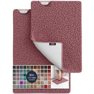 BELADOR Plush Bath Mat Set - 2 Piece Quick-Dry Soft Chenille Bathroom Rugs With Rubber Backing, Absorbent and Washable - 24x17 + 30x20