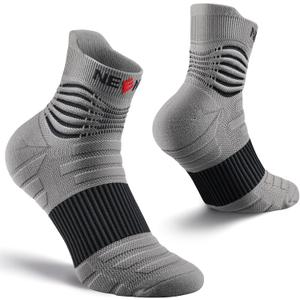 NEENCA Medical Compression Socks for Women & Men Circulation, Ankle Compression Stockings for Pain Relief, Plantar Fasciitis, Swelling, Neuropathy, Runner, Nurses, Travel, Pregnancy, Flying,20-30 mmHg (Small, Gray Black)