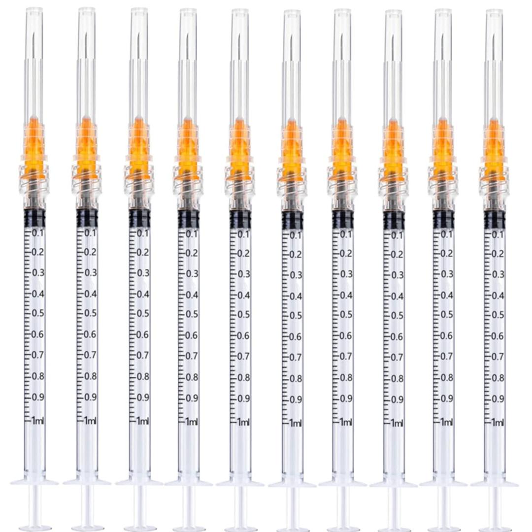 100Pack 1ml 1cc Disposable Plastic Syringes with 25Ga, Individually Sterile Package