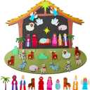 Enhon DIY Felt Christmas Tree Set, Felt Nativity Advent with 29 Pcs Detachable Ornaments, Christmas Door Wall Hanging Decor