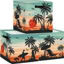 HUUMONSS 11.8" Tropical Beach Cube Storage Organizer Set Palm Trees Cube Storage Bin for Adult to Organize Clothes for Bathroom, Bedroom, 3Pcs