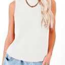 Rilista Women Summer Knit Tank Tops Sleeveless Turtleneck Cami Shirts Ribbed Mock Neck Pullover Sweater Vests (White, S)