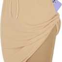 Century Star Tennis Skirts for Women with Pockets Golf Knee Length Skorts Athletic Sports Drawstring Waist Skirts with Shorts (Beige, S)
