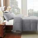 CozyLux Queen Comforter Set - Grey Comforters Queen Size, 3 Pieces Box Stitched Bed Set for All Seasons, Soft Lightweight Bedding Sets with 1 Down Alternative Comforter and 2 Pillow Shams