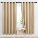 NICETOWN Blackout Curtains Panels for Living Room, 2 Panels, 66 x 70 Inch, Biscotti Beige, 3 Pass Microfiber Noise Reducing Thermal Insulated Solid Ring Top Blackout Window Drapes