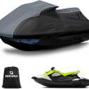 QUNSUNUS Jet Ski Cover for Sea Doo Spark 2up/Trixx 2up 2014-2025, Waterproof Covers with Zipper, All Weather Seadoo Cover with Straps for Wind, Sun, UV and Dust Protection (black)