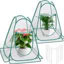 Plant Covers. 2pcs Durable Pop Up Fine Mesh Plant Tents, Plant Protector with 8 Stakes, Garden Crop Protection Cage to Keep Vegetables and Fruits, Plants Away from Birds, Deer, Squirrels