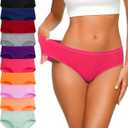 Eiggam Women's Cotton Bikini Panties,High-Cut Full Coverage Stretch Cool Underwear for Women (Medium, Multicoloured H - 10 Pack)