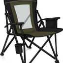 Portable Outdoor Folding Camping Hard Arm Chair Heavy Duty Camp Chair for Outside Activities, Black&Green