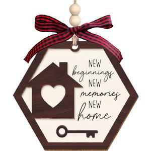 3 x House Warming Gifts New Home - Customizable Housewarming Gifts for Women, Men, Couple, Homeowner, 2026 New Home Gift Ideas, Realtor Closing Gift, Wooden Ornament, New Beginnings Gifts