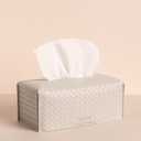 OLETHA Aesthetic Rectangle Tissue Box Cover, Medium Flat Box Tissues Holder Rectangular, Woven Textured, Grey (Fits Medium Flat Box (110-160 Sheets)