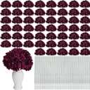 Nagobi Burgundy Hydrangea Artificial Flowers, 104 PCS Faux Hydrangea Flowers Heads with Stems, Silk Real Touch Hydrangea for Wedding Centerpieces Home Garden Baby Shower Party Decoration
