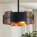 Modern Dining Room Light Fixture Rustic Round 3-Light Pendant Light for Bedroom Foyer Hallway Corridor Dining Room Kitchen 13" Wood Grain