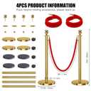 kaiyomi 4Pcs Stanchions with Red Velvet Ropes Set, 5 Feet Velvet Ropes and Posts Poles for Red Carpet Party Decoration and 360 Photo Booth (Golden)