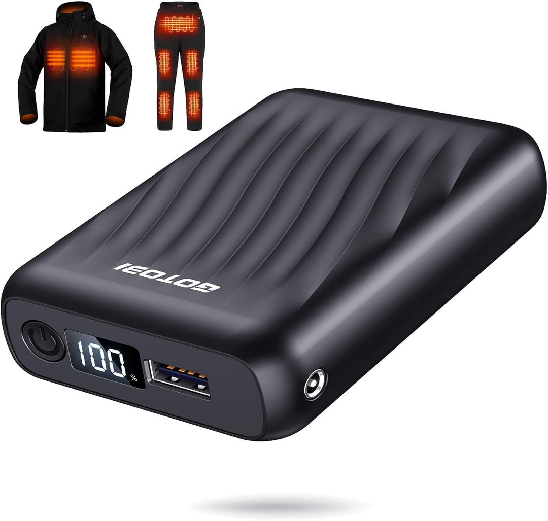 Heated Jacket Battery Pack - Power Bank with LED Display and 2 Adapter Cables for Wulcea, ULUSERN, Genovega, and Other Outdoor Heating Coat