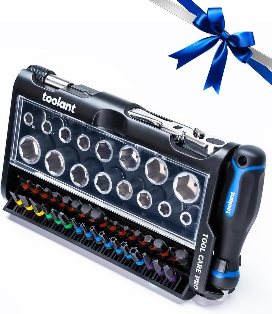 Mini Ratchet Wrench Set 52pcs with Sockets and Screwdriver Bits,EDC tools, 1/4 Dual Flex Head Ratchet Wrench for Tight Space, for Domestic Appliances, Automotive, DIY Home Improvement Project