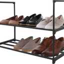 Americanflat 17x26.5 Shoe Organizer - 2 Tier Shoe Rack Storage Shelf with Sturdy Steel Frame - Ideal for Closets, Entryways, or Garages - Space-Saving Design and Easy to Assemble - Black