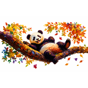 Panda Large Wall Art for Living Room Autumn Nature Tree Fall Decor Funny Animal Pictures Canvas Prints Extra Large Framed Artwork Oversized Painting for Modern Home Bedroom Kitchen 30"x60"