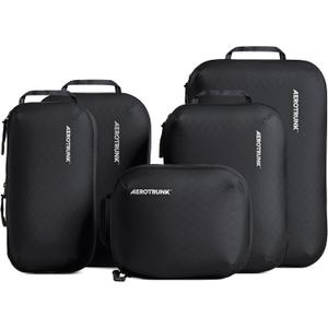 Aerotrunk Ultralight Compression Packing Cubes - Lightweight Travel Organizers for Suitcases and Luggage (6-Pack, Black)