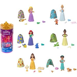 Mattel Disney Princess Small Doll Royal Color Reveal with 6 Surprises Including 1 Character Figure and 4 Accessories (Dolls May Vary), Pack of 2