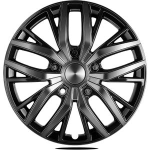 16-Inch ABS Hubcaps with Steel Rings & Adjusters, Patented Design, Universal Fit, Set of 4 Wheel Covers (Black-Gunmetal Grey)