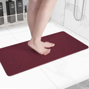 Non-Slip Bathtub Mat, Anti Slip Shower Mat, Fast Drying Bathtub Mats, Foot Scrubber Mat, Anti Slip Mat for Tub, Floor, Bathroom, Kitchen, Home, Hotel (Wine Red 36"x24")