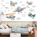 Airplane Wall Stickers - Aircrafts Wall Decals - Kids Baby Boys Nursery Children Daycare Bedroom Playroom Wall Decor