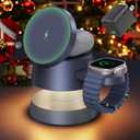 iVANKY 4 in 1 Qi2 Certified 15W MagSafe Wireless Charger Station with Night Light, 3 in 1 Fast Charging Stand for iPhone 17e/17/16/15/14/13 Pro Max Air, Apple Watch, AirpodsIncludes 33W Adapter