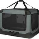 Amazon Basics 4-Door Portable Folding Soft Dog Crate, Collapsible Travel Kennel for Cat, Dog, and Other Small Animals, Pop Up with Easy Transportation, Grey, M 30" x 21" x 21"