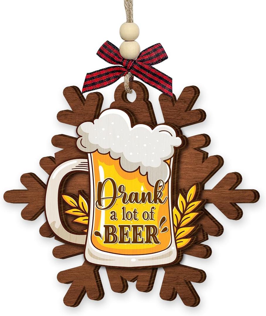 4 x Beer Christmas Ornament 2025 - Funny Beer Mug Drink Ornaments for Coworkers, Friends, Drinking Gifts for Beers Lover Men, Women, Beverage White Elephant Gift Ideas