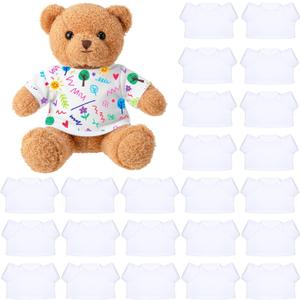 24 Pcs DIY Teddy Bear Clothes Bulk White Blank Stuffed Bear Clothes Plush Dolls Blank Clothing for 14-16 Inch Stuffed Bears Dolls DIY Giveaways Gift Bags Party(Shirt)
