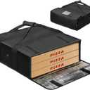 Pizza Bags for Large Pizza Warmer Bag, 20 X 20 in Food Carrier Insulated Bag, Reusable pizza bag with Label Window, Water Proof with Double Handle Black