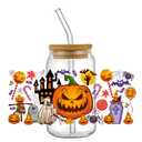 10 Sheets Halloween UV DTF Transfer Cup Wraps for Glass Cups Walls UVDTF Cup Wraps Pumpkin Ghost for 16 OZ Cups DIY Crafts Decoration Applique for Furniture