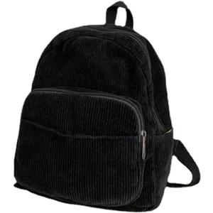 Small Mini Backpack Purse for Women Travel Corduroy Bag for Women Cute Aesthetic(Black)