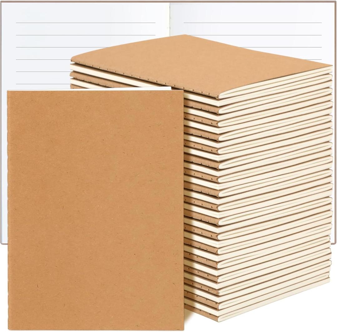 SAYAYA 24 Pack A6 Kraft Paper Small Notebooks Bulk, 4x6 Pocket Notebook with 60 Lined Pages, Mini Travel Journal, Sketchbook, Note, Memo Pads for Gifts, Students, Classroom, Business, Office Supplies