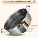 LOLYKITCH 7 QT Large Deep Frying Pan with Lid, 12 Inch Nonstick Triply Stainless Steel Skillet Saute Pan, Ceramic Hybrid Honeycomb Cookware for Family Meal Oven & Induction Ready, Riveted Handles