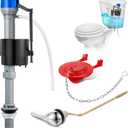 Saillong Universal Toilet Tank Replacement Kit, Include Toilet Fill Valve, 2 Inch Low Flow Toilet Rubber Flapper, Side Mount Toilet Flush Brass Handle(Blue Grey, Red,1 Set)