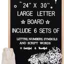 Large Felt Letter Board 24x30 Inch with 6 Sets of Letters Felt Message Board Wooden Frame Letter Board for Baby Announcements, Milestones, Wall Mount Menu & Office Decor