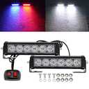 STDYSUN LED Emergency Strobe Lights Bar 4Pcs Red Blue Change White Double Color Warning Police Grille Lights Bar Surface Mount Fit for Motorcycle POV Utility Construction Vehicle and Tow Truck Van