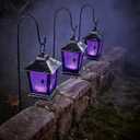 Spirit Halloween Purple LED Creepy Spider Lantern Pathway Markers, 3 Pack, Halloween Lighting, Outdoor Decor, Multicolor