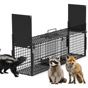 40in 2 Door Humane Live Animal Cage Trap Big Animals Trap Cage