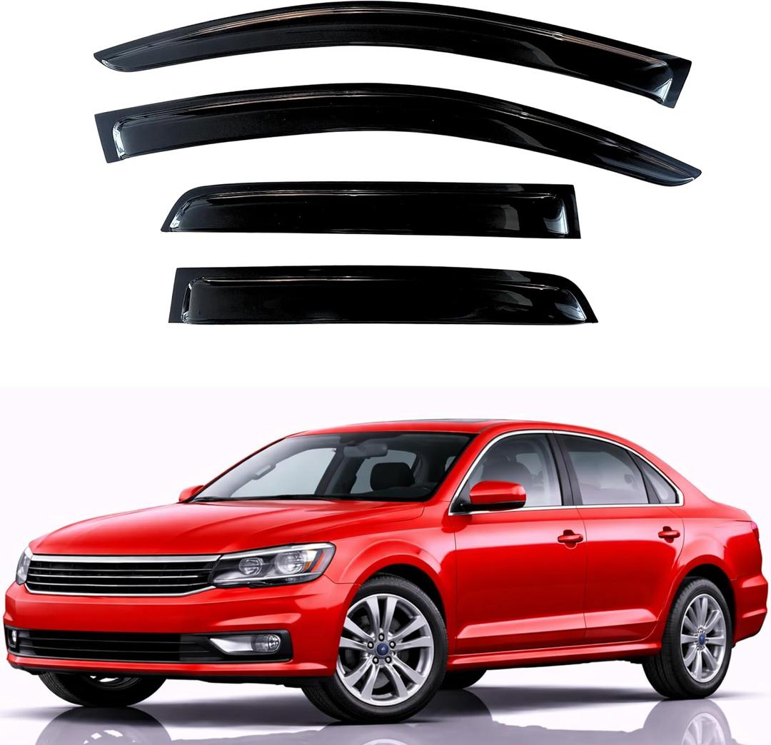 KPY Rain Guards Fit for 2011-2018 Volkswagen Passat, Out-Channel Window Visors Vent Wind Deflectors 4PC, Car Accessories for 11-18 VW Passat