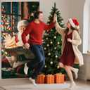 Merry Christmas Door Banner, Winter New Year Large Door Cover, Holiday Backdrop Banner Christmas Party Supplies 70.9 x 35.4 Inches (E)