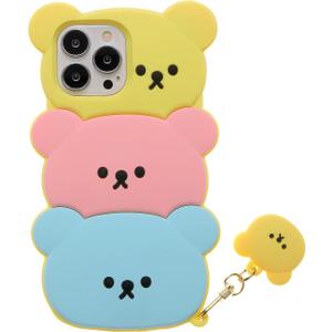 Cute Candy Bear Case for iPhone 15 Pro 6.1 inch, Soft Silicone Case for Women, Girls & Teens