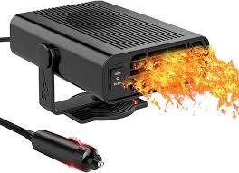 12V Car Heater, 200W Portable Windshield Defroster with Heating/Cooling Fan and Plug in Cigarette Lighter Fast Heating Defrost Defogger with Ergonomic Handheld Design for All Kinds of Cars (Black)